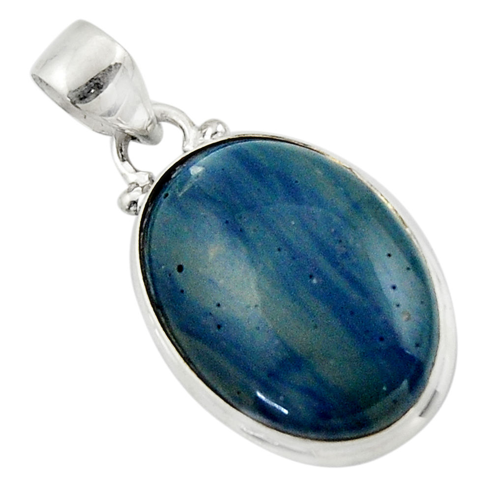 13.10cts natural blue swedish slag 925 sterling silver pendant jewelry r46400