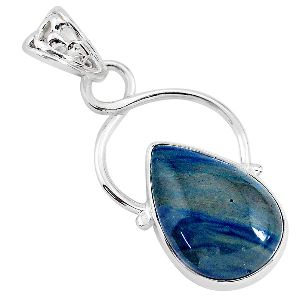 13.70cts natural blue swedish slag 925 sterling silver pendant jewelry r94526