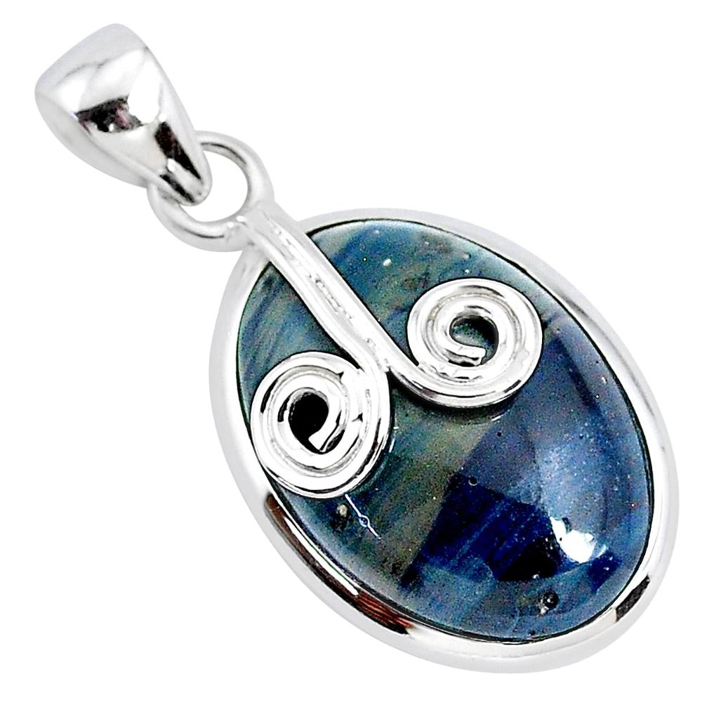 13.15cts natural blue swedish slag 925 sterling silver pendant jewelry r94531