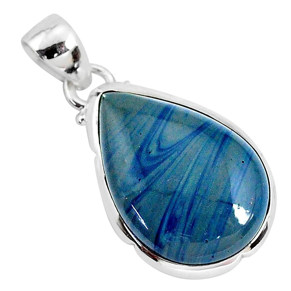 10.65cts natural blue swedish slag 925 sterling silver pendant jewelry r94532