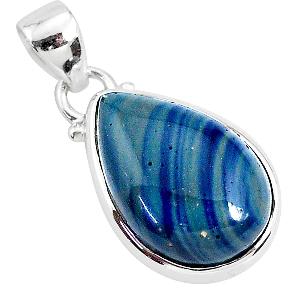 11.57cts natural blue swedish slag 925 sterling silver pendant jewelry r94535