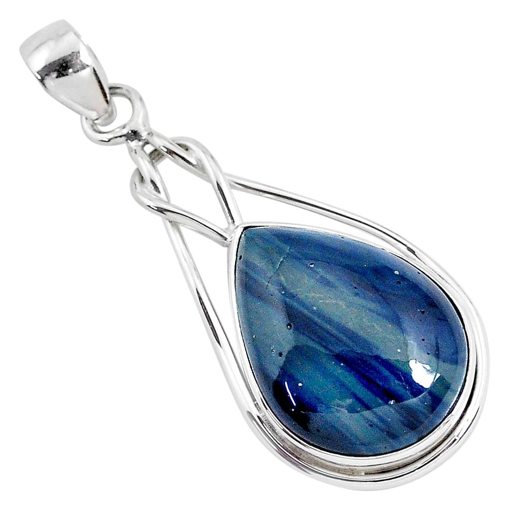 14.07cts natural blue swedish slag 925 sterling silver pendant jewelry r94537