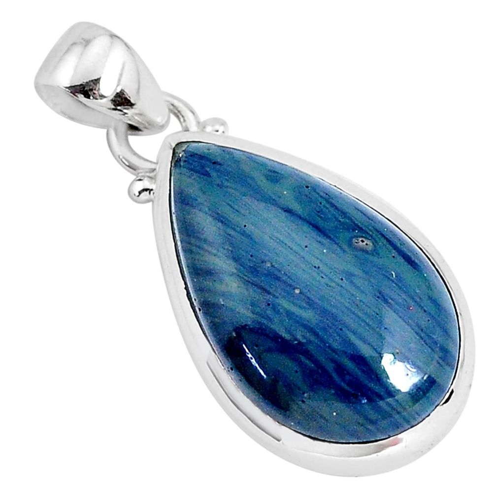 12.58cts natural blue swedish slag 925 sterling silver pendant jewelry r94539