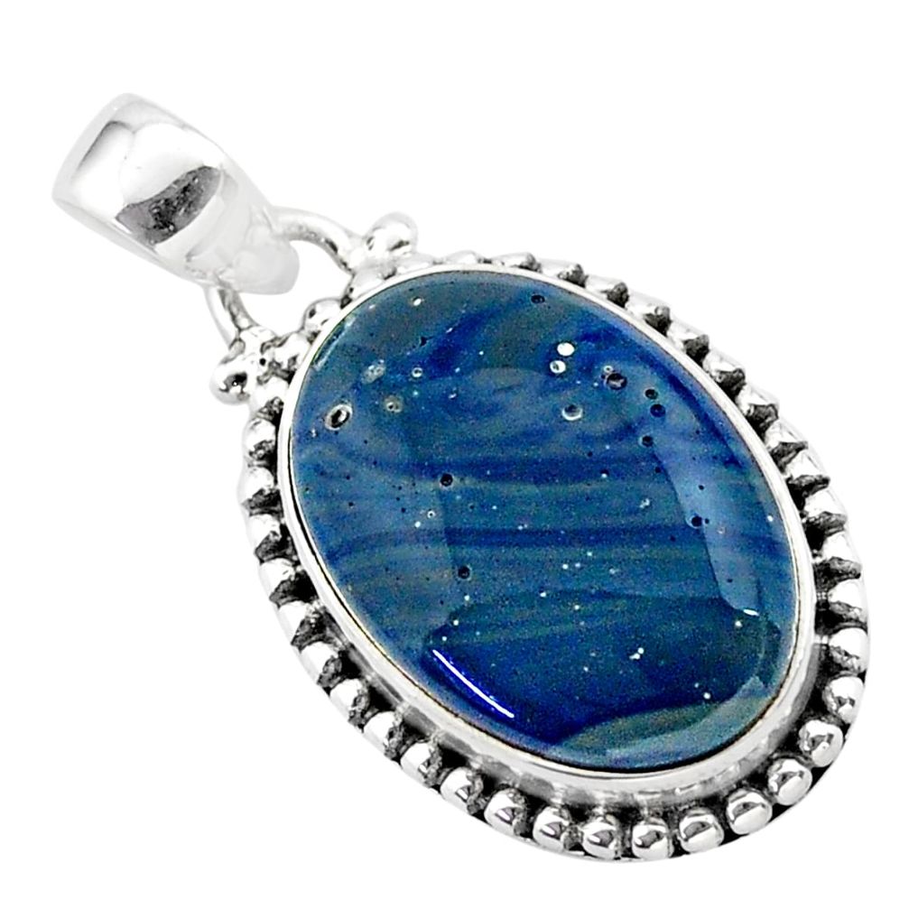 13.70cts natural blue swedish slag 925 sterling silver pendant jewelry t38744