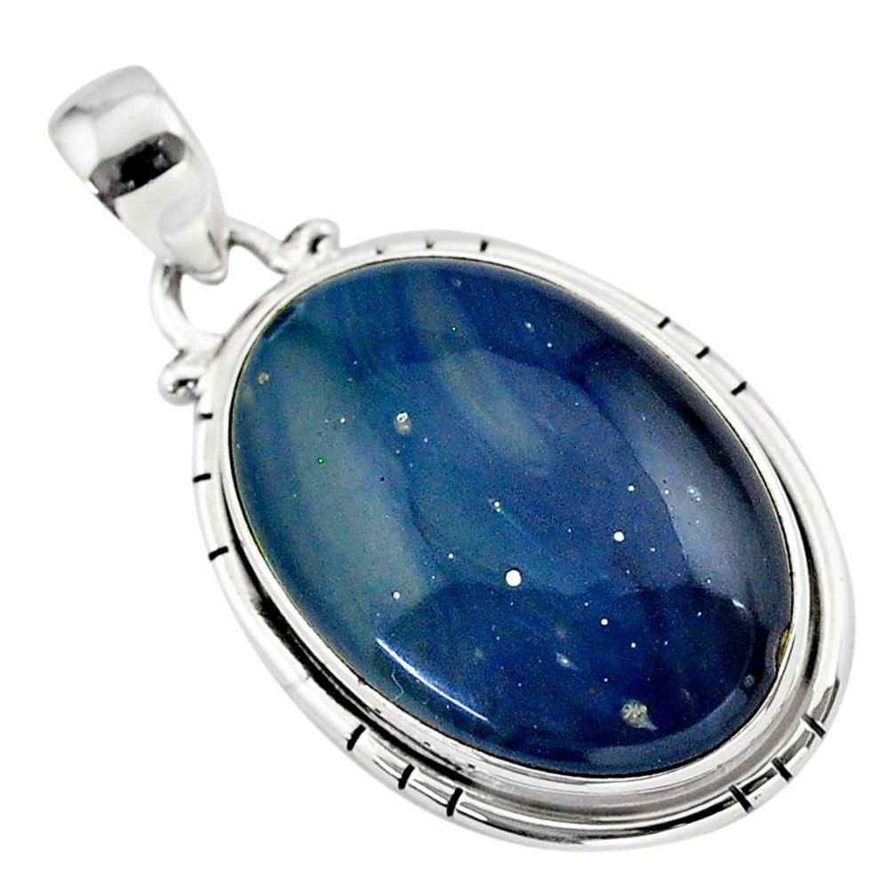 15.62cts natural blue swedish slag 925 sterling silver pendant jewelry t38762