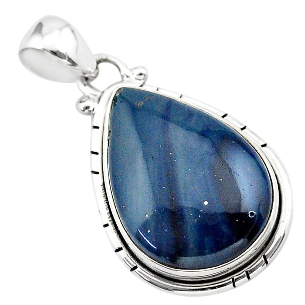 13.67cts natural blue swedish slag 925 sterling silver pendant jewelry t38763