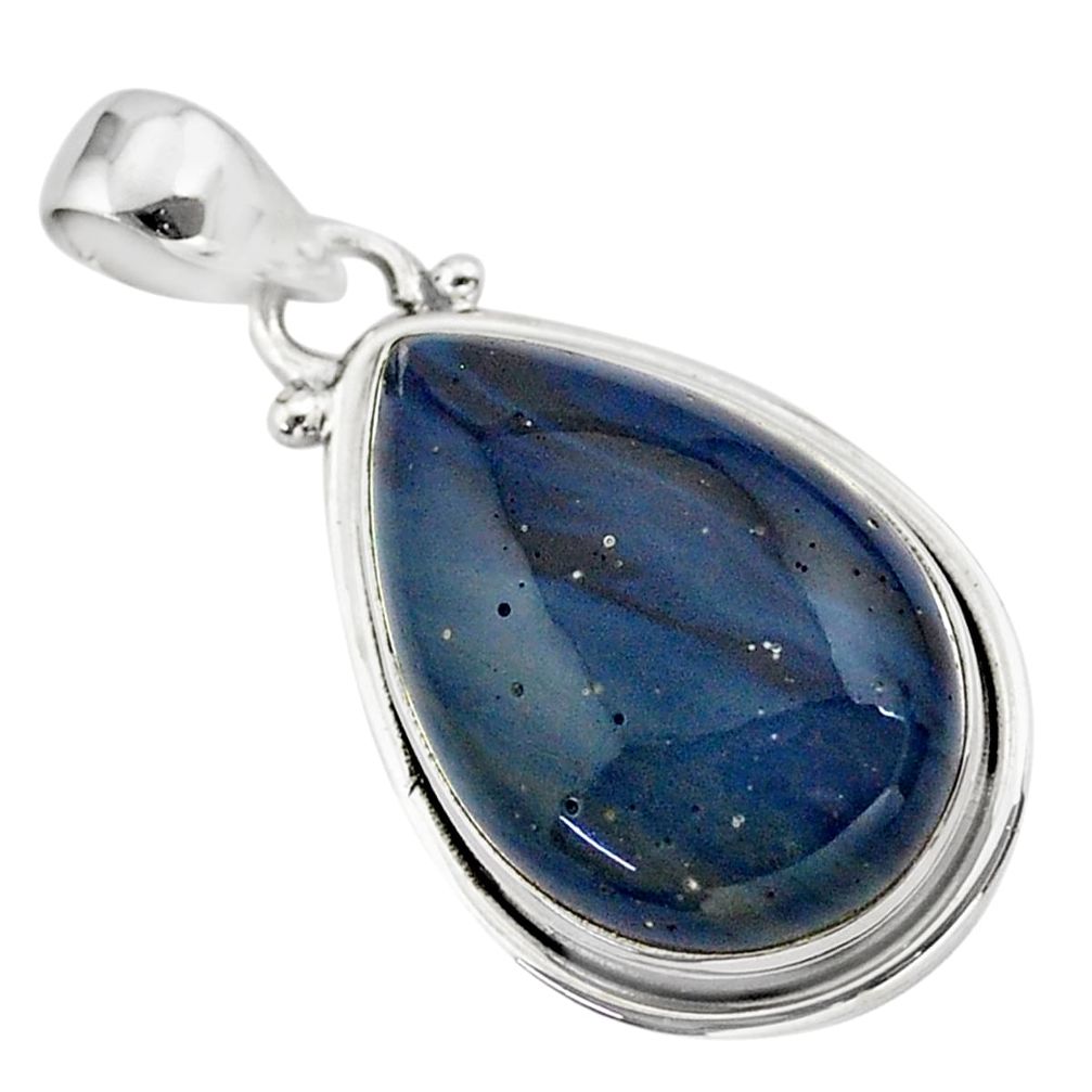 16.20cts natural blue swedish slag 925 sterling silver pendant jewelry t38765