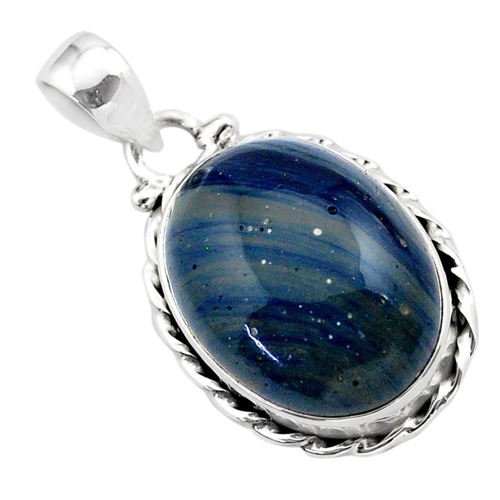 14.68cts natural blue swedish slag 925 sterling silver pendant jewelry t38769