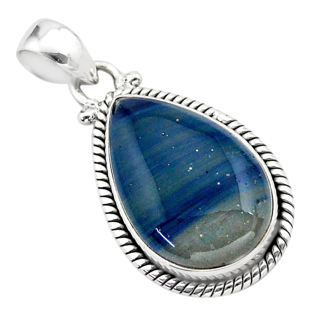 13.67cts natural blue swedish slag 925 sterling silver pendant jewelry t38771