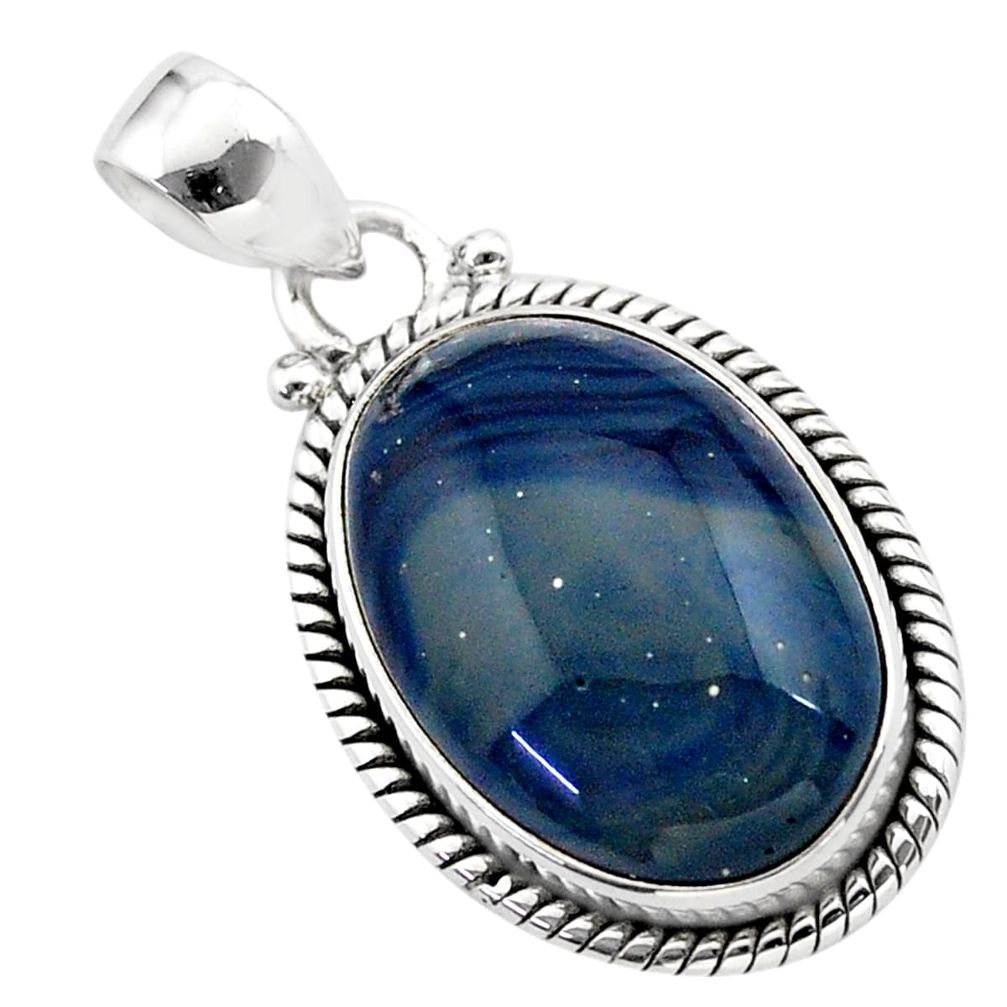 15.08cts natural blue swedish slag 925 sterling silver pendant jewelry t38772