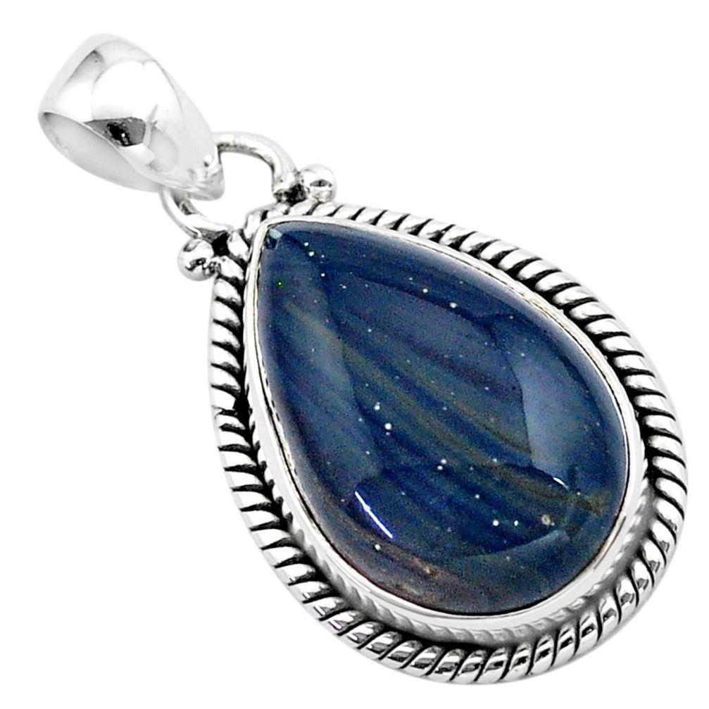 15.10cts natural blue swedish slag 925 sterling silver pendant jewelry t38774