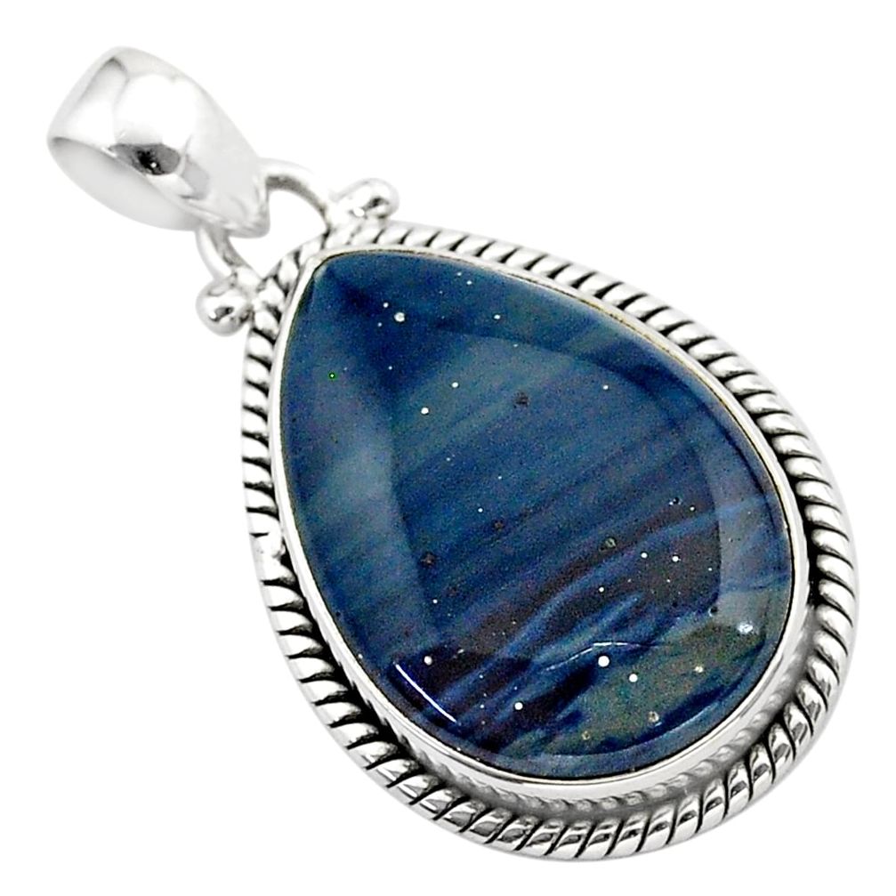 15.65cts natural blue swedish slag 925 sterling silver pendant jewelry t38775