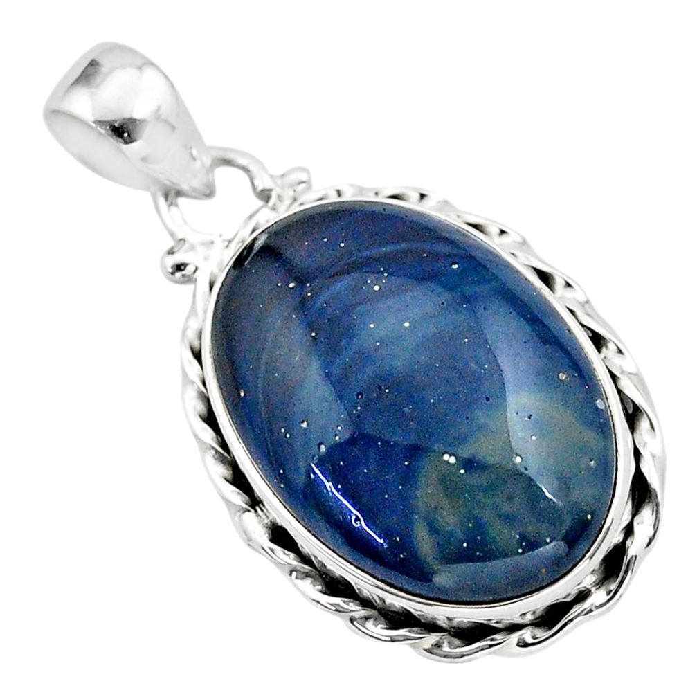 14.60cts natural blue swedish slag 925 sterling silver pendant jewelry t38778