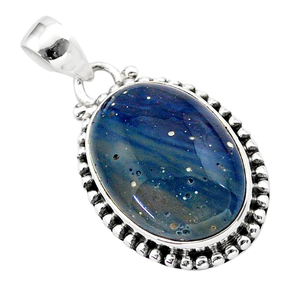16.55cts natural blue swedish slag 925 sterling silver pendant jewelry t38780