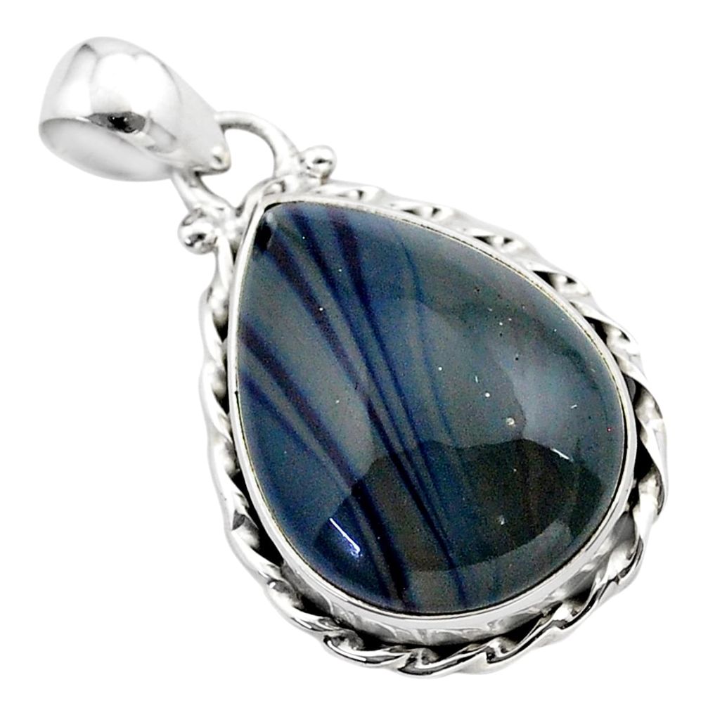 14.65cts natural blue swedish slag 925 sterling silver pendant jewelry t38796