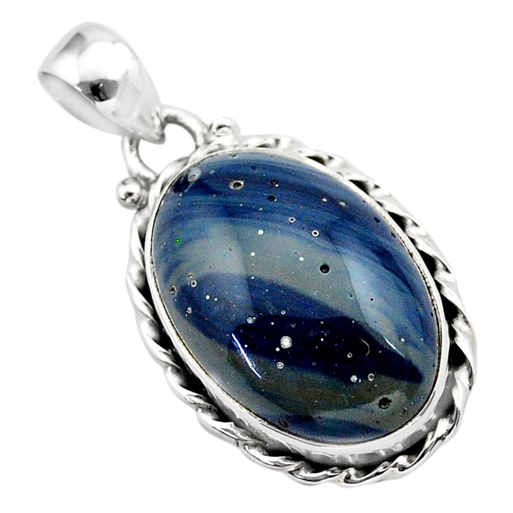 15.65cts natural blue swedish slag 925 sterling silver pendant jewelry t38797