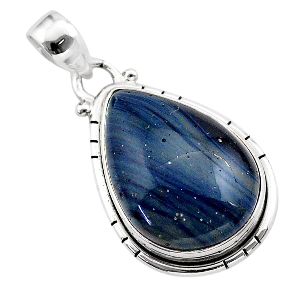 15.65cts natural blue swedish slag 925 sterling silver pendant jewelry t38800