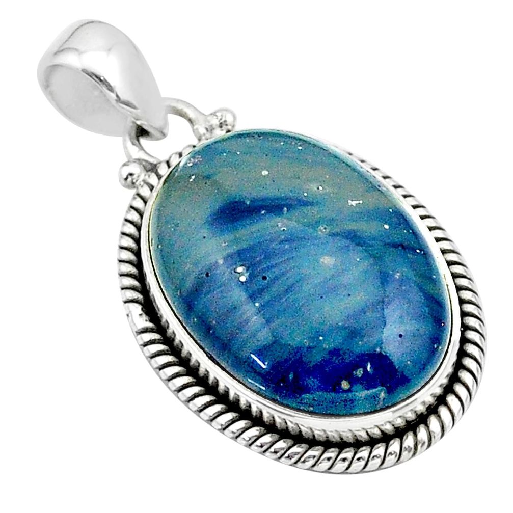 17.22cts natural blue swedish slag 925 sterling silver pendant jewelry t39434