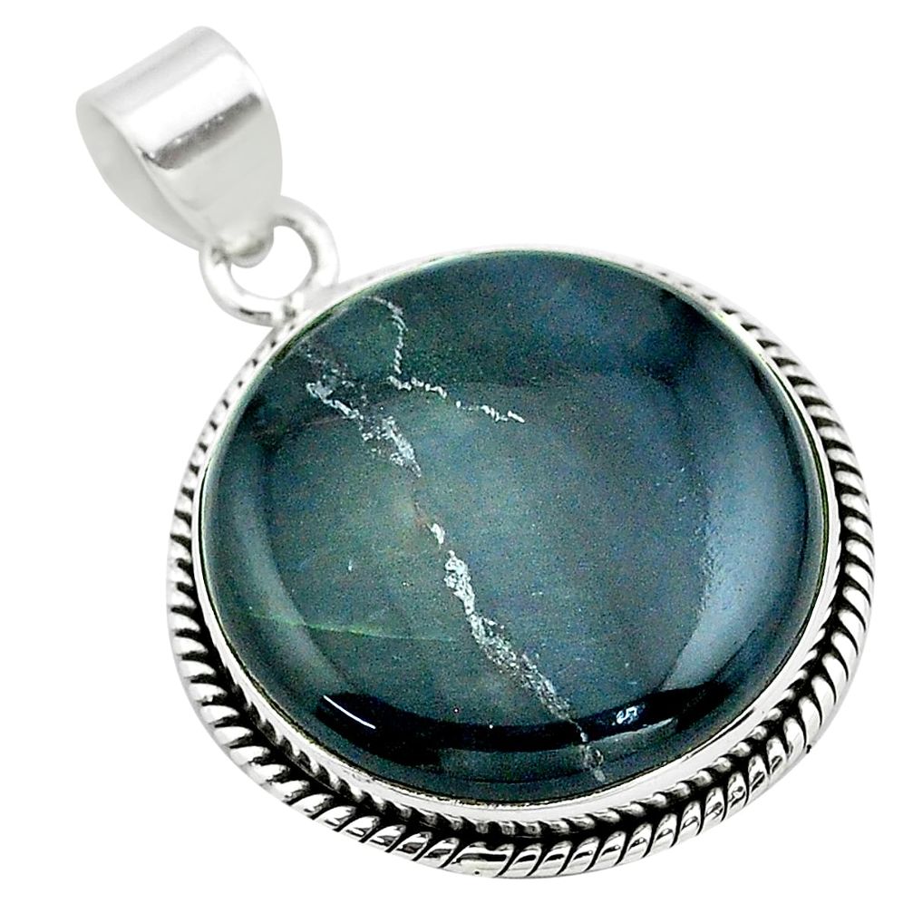 19.72cts natural blue swedish slag 925 sterling silver pendant jewelry t53553