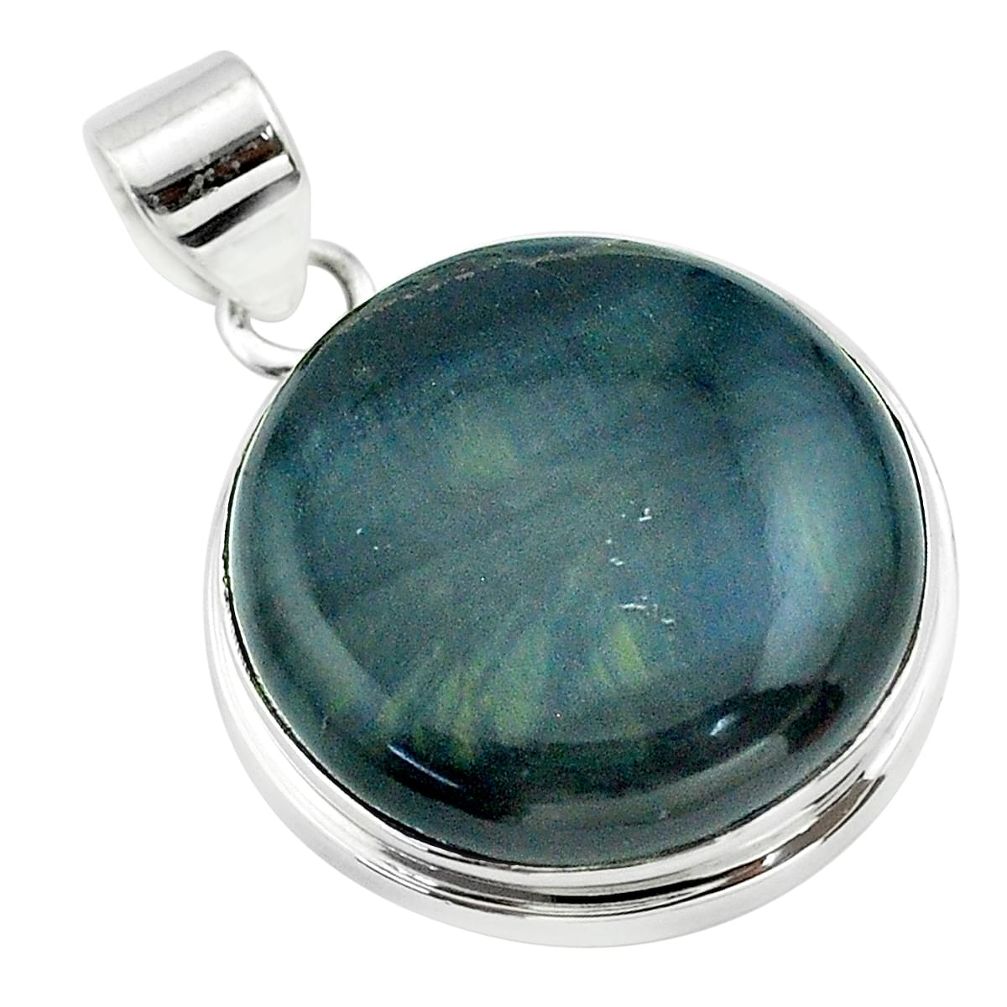 24.15cts natural blue swedish slag 925 sterling silver pendant jewelry t53558