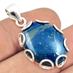 15.31cts natural blue swedish slag 925 sterling silver pendant jewelry u22155