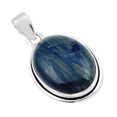 14.93cts natural blue swedish slag 925 sterling silver pendant jewelry y23319