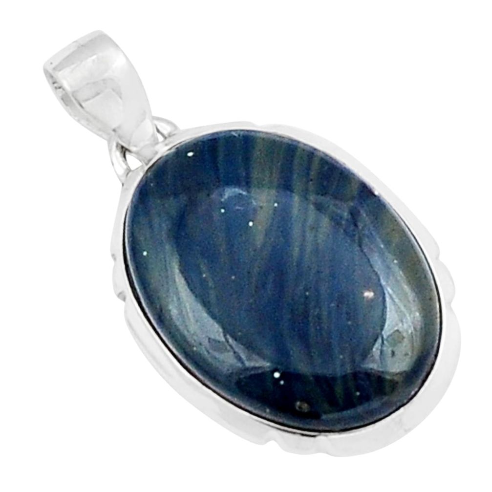 13.65cts natural blue swedish slag 925 sterling silver pendant jewelry y23614