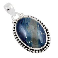 15.55cts natural blue swedish slag 925 sterling silver pendant jewelry y47572
