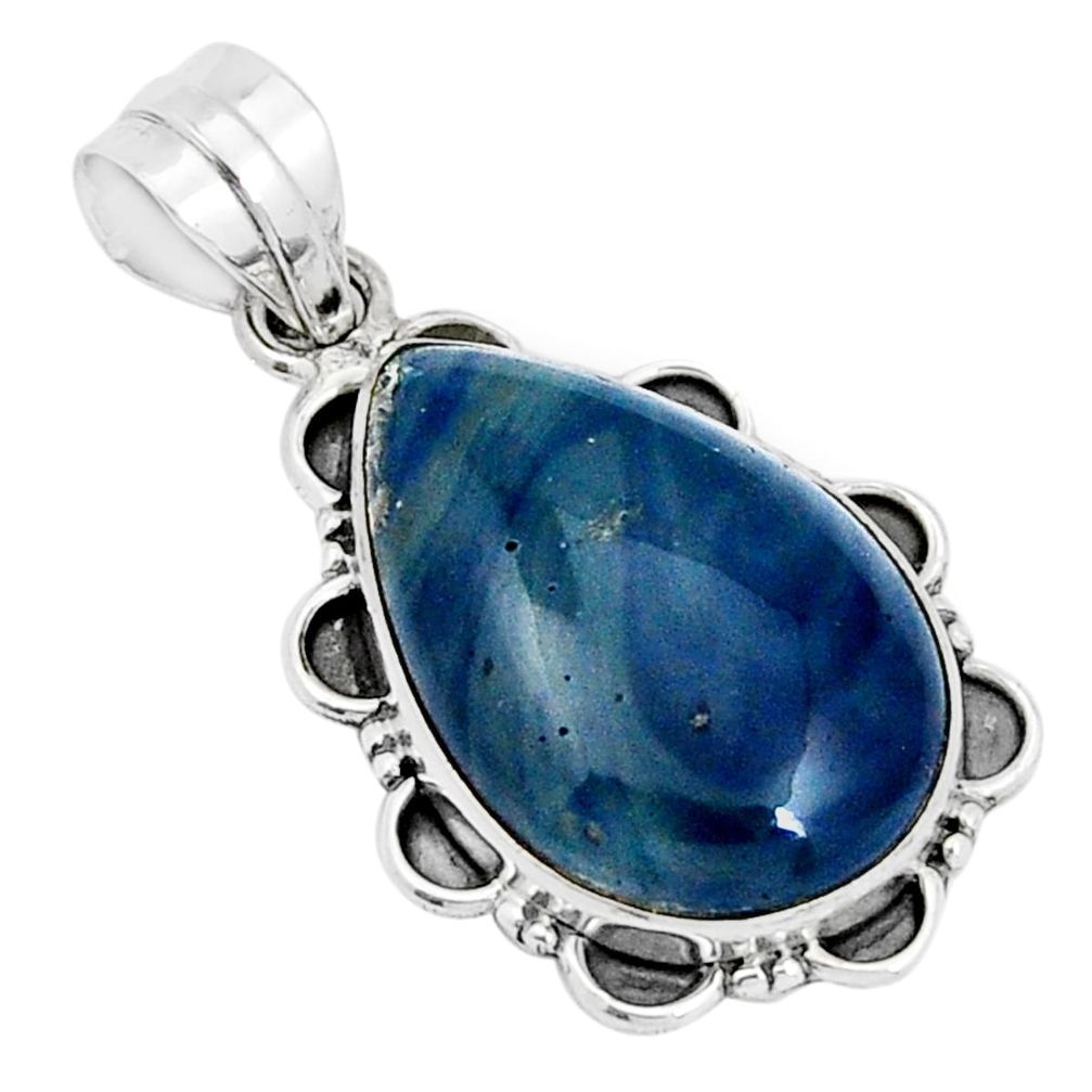 14.40cts natural blue swedish slag 925 sterling silver pendant jewelry y5111