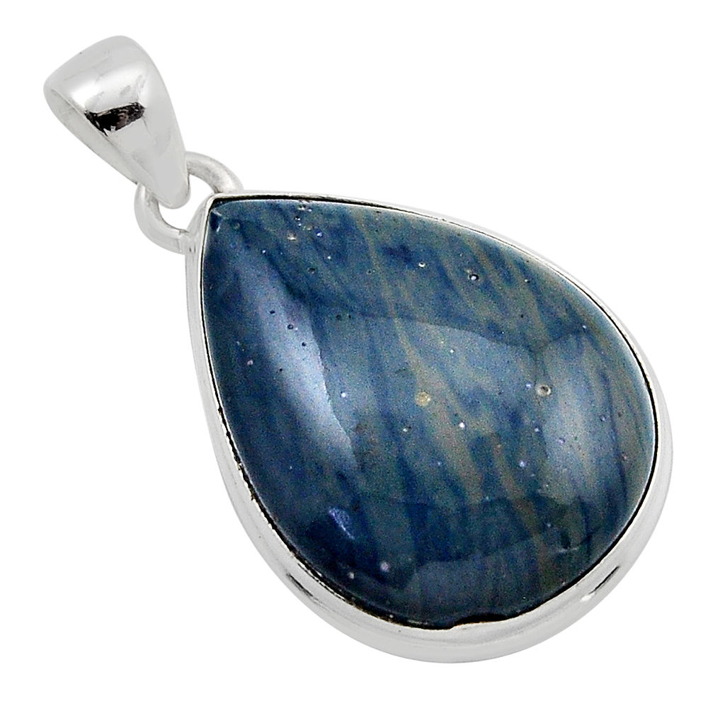 16.54cts natural blue swedish slag 925 sterling silver pendant jewelry y86821