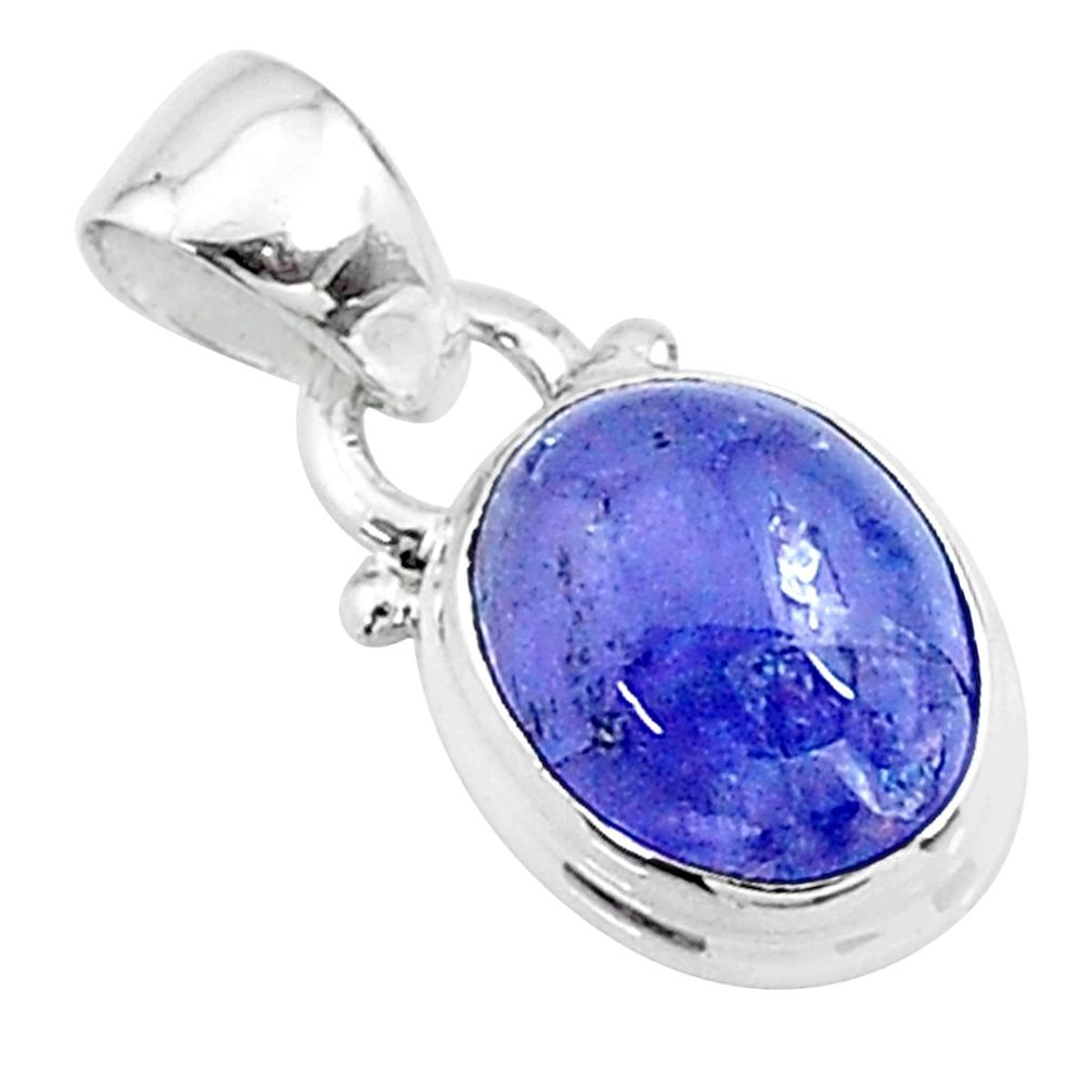 4.69cts natural blue tanzanite 925 sterling silver pendant jewelry t19025