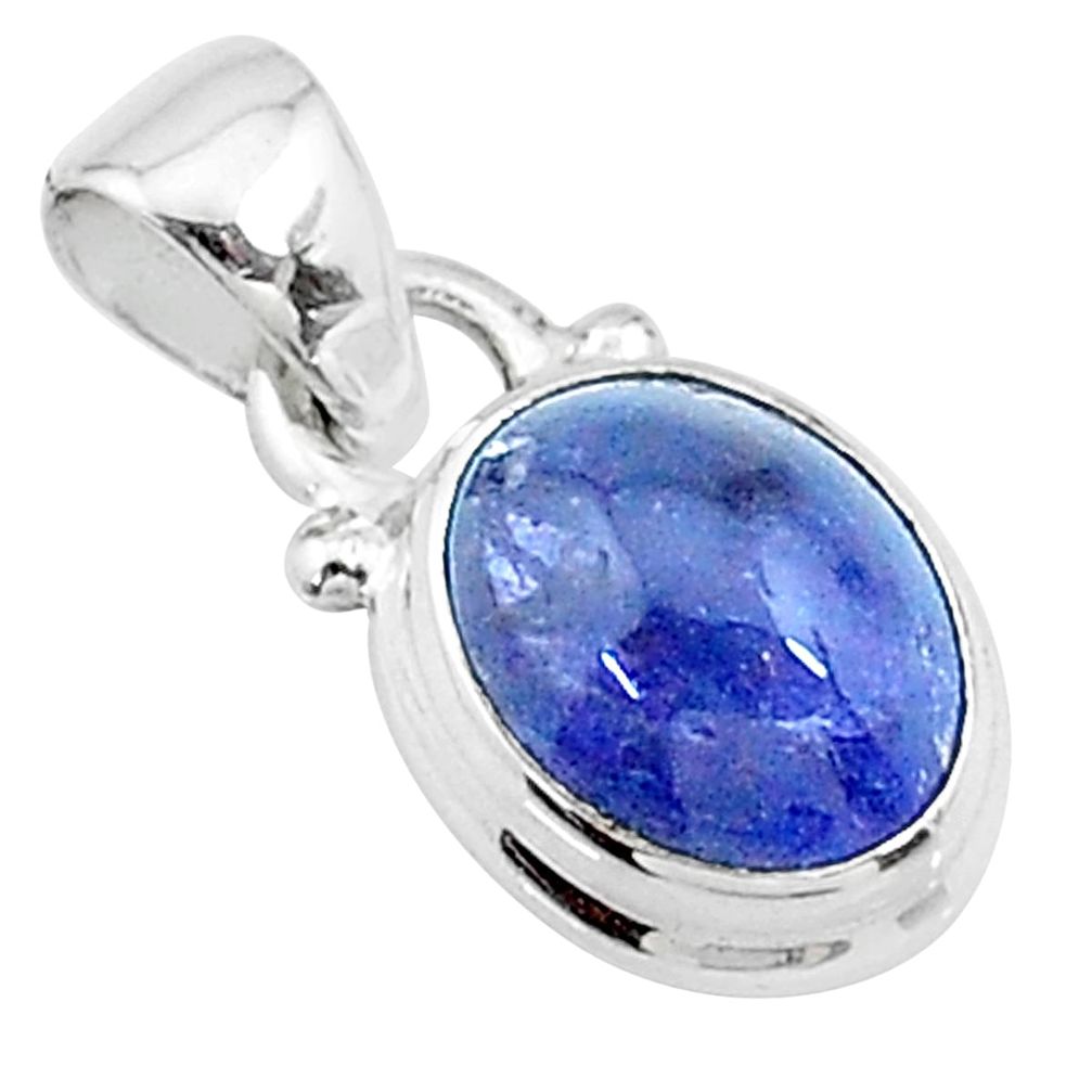 4.73cts natural blue tanzanite 925 sterling silver pendant jewelry t19027