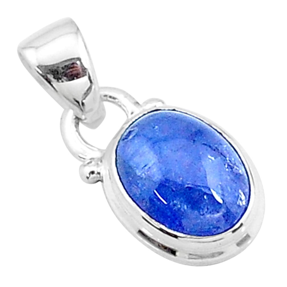 4.58cts natural blue tanzanite 925 sterling silver pendant jewelry t19039