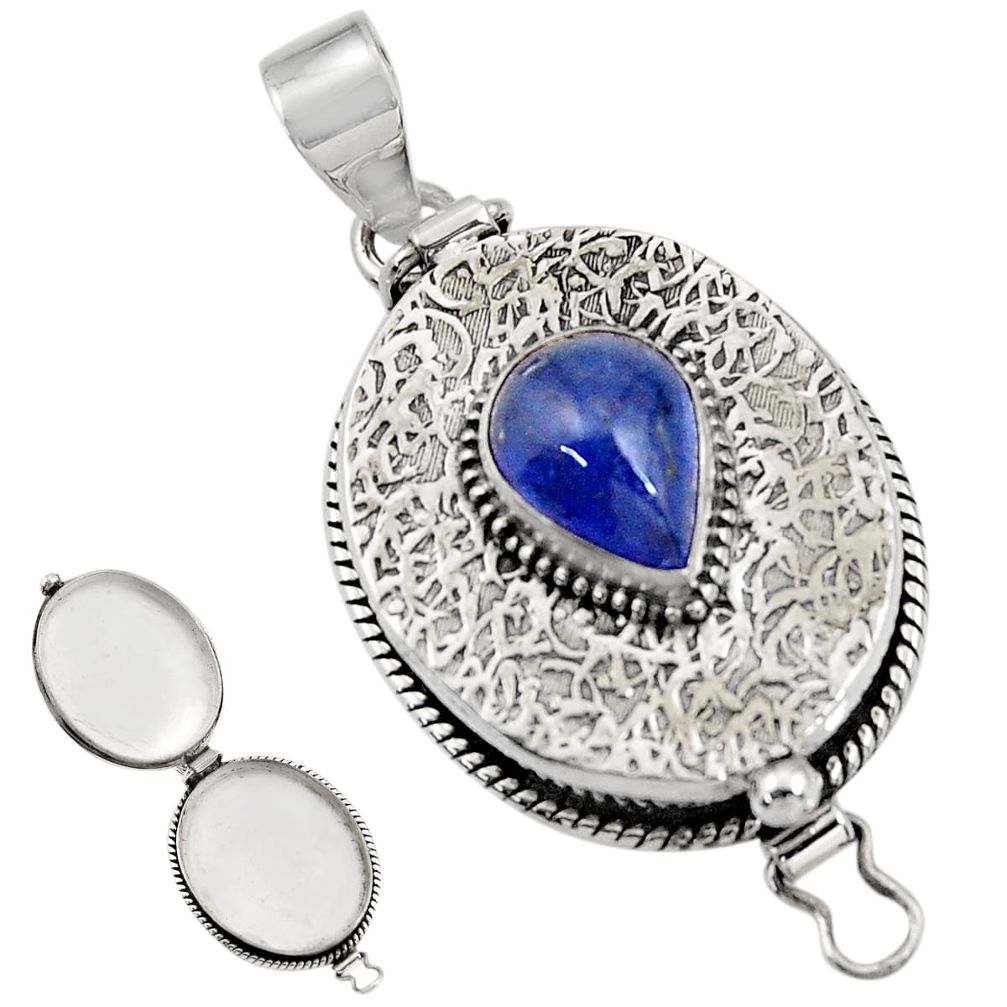 4.41cts natural blue tanzanite 925 sterling silver poison box pendant r30622