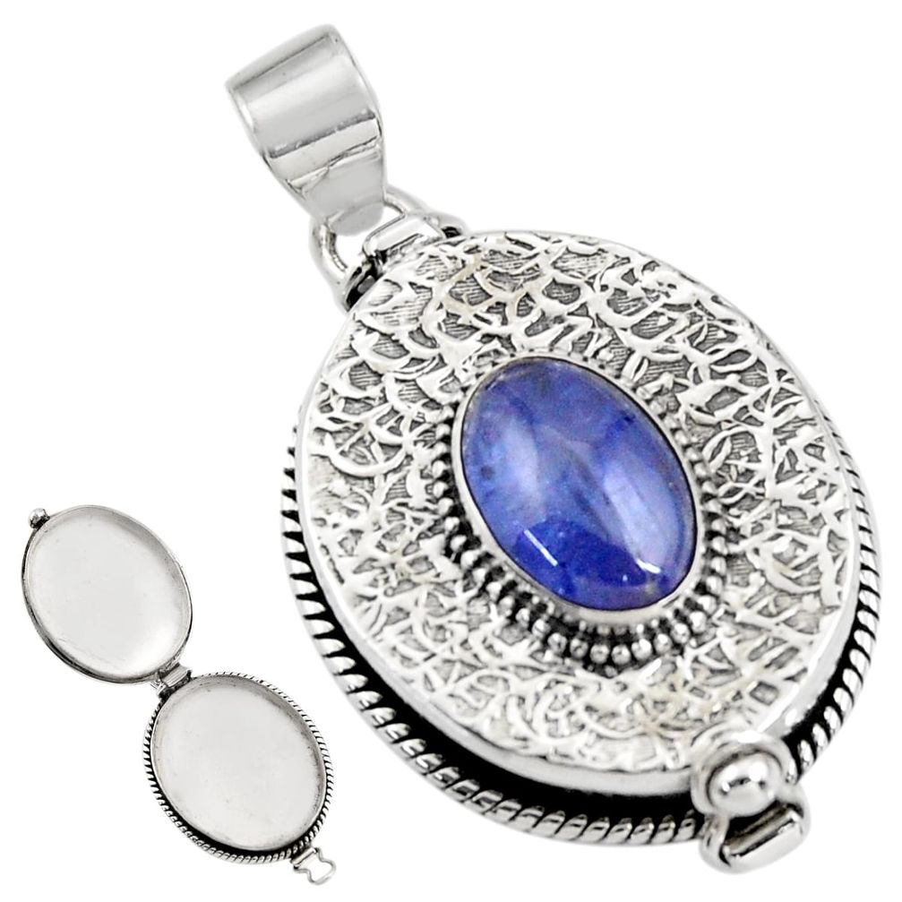 4.50cts natural blue tanzanite 925 sterling silver poison box pendant r30625
