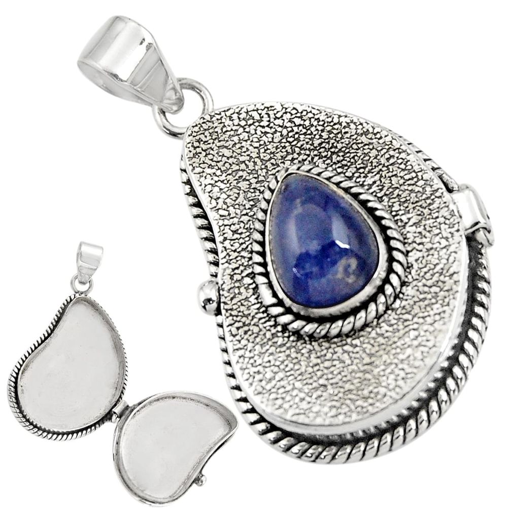 4.77cts natural blue tanzanite 925 sterling silver poison box pendant r30651