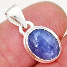 3.43cts natural blue tanzanite oval 925 sterling silver pendant jewelry y16432