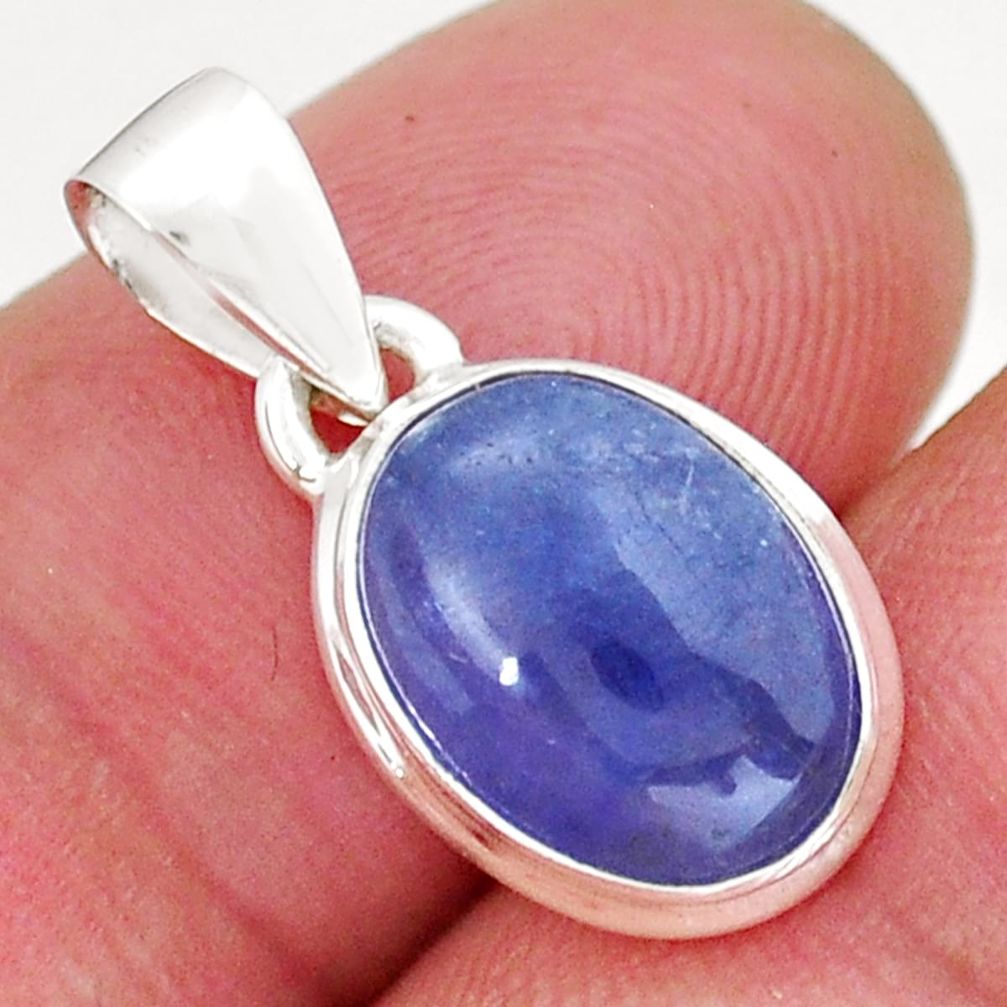 3.96cts natural blue tanzanite oval 925 sterling silver pendant jewelry y16436