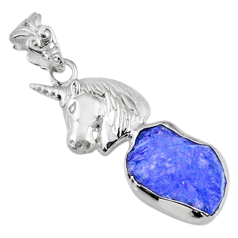 7.32cts natural blue tanzanite rough 925 sterling silver horse pendant r56850