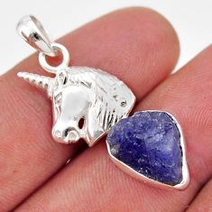 6.01cts natural blue tanzanite rough 925 sterling silver horse pendant y42149