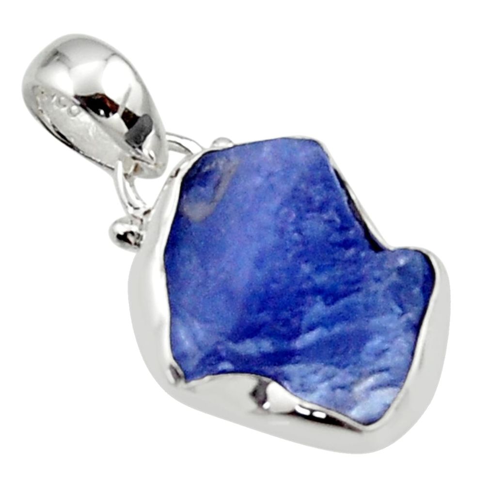 5.88cts natural blue tanzanite rough 925 sterling silver pendant jewelry r29942