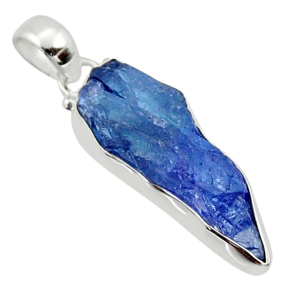 11.73cts natural blue tanzanite rough 925 sterling silver pendant jewelry r29948