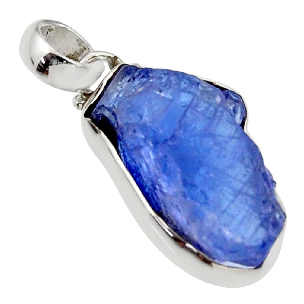 15.65cts natural blue tanzanite rough 925 sterling silver pendant jewelry r29949