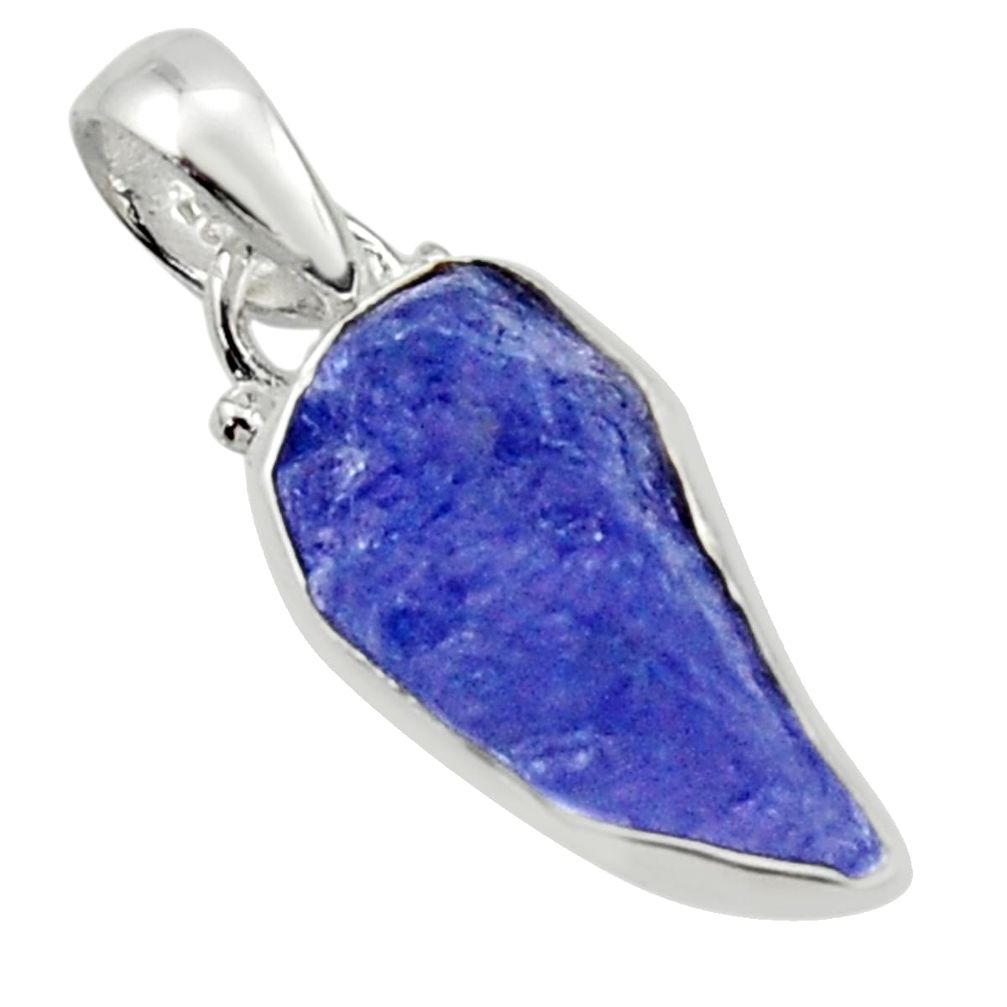 6.57cts natural blue tanzanite rough 925 sterling silver pendant jewelry r29952