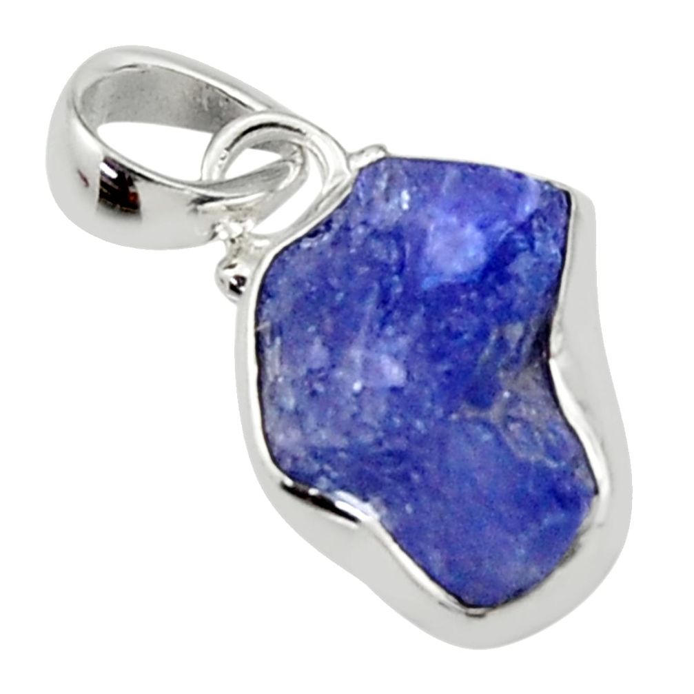 5.44cts natural blue tanzanite rough 925 sterling silver pendant jewelry r29956