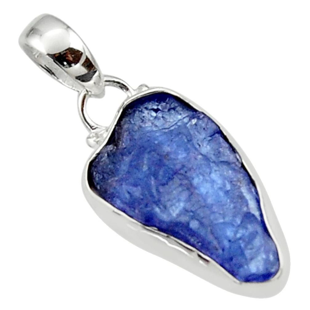 6.52cts natural blue tanzanite rough 925 sterling silver pendant jewelry r29957