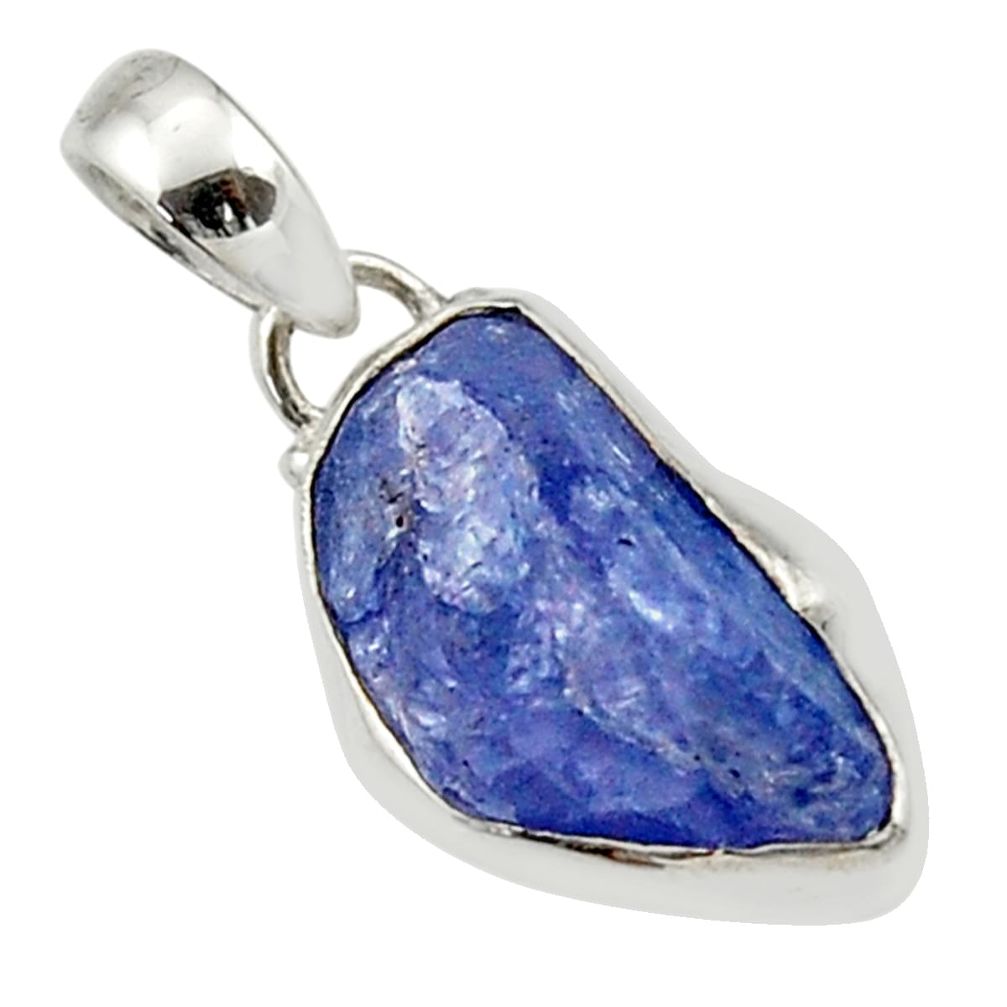 7.25cts natural blue tanzanite rough 925 sterling silver pendant jewelry r29959