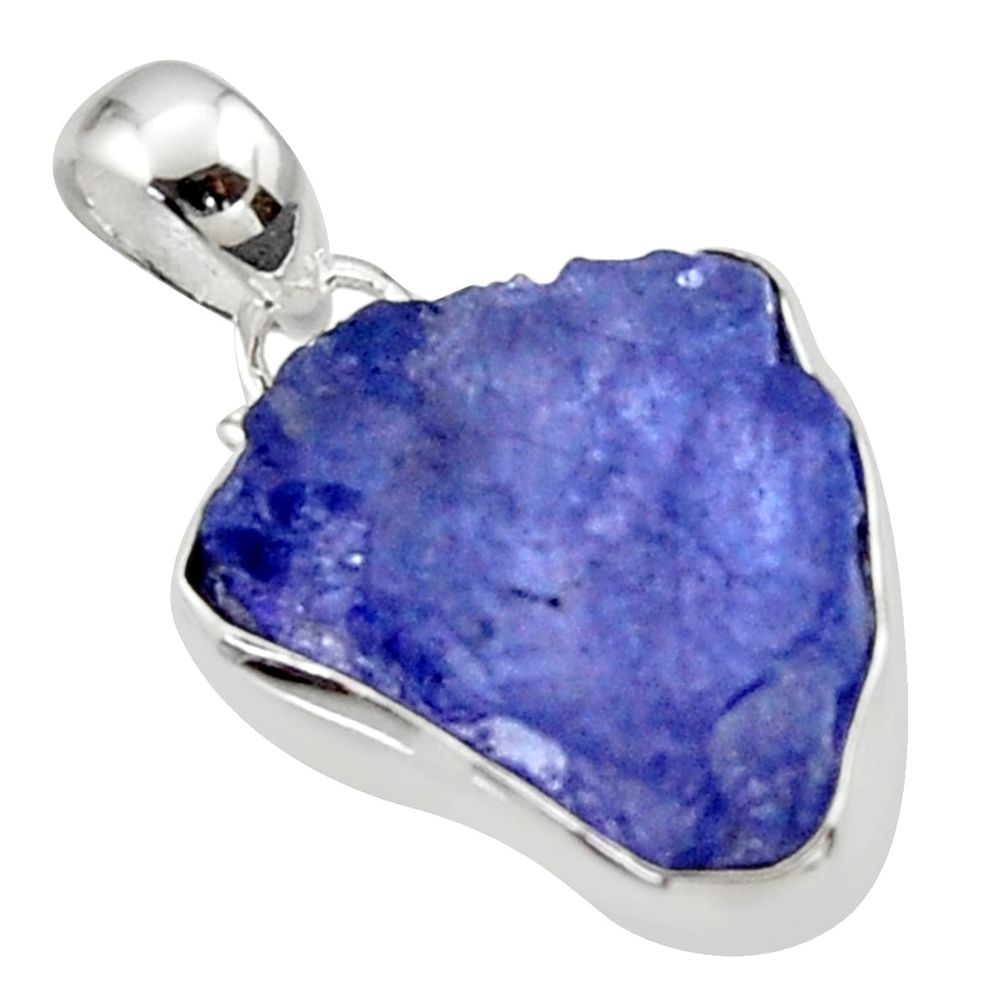 11.57cts natural blue tanzanite rough 925 sterling silver pendant jewelry r29960