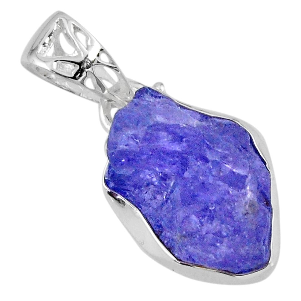 9.86cts natural blue tanzanite rough 925 sterling silver pendant jewelry r56581