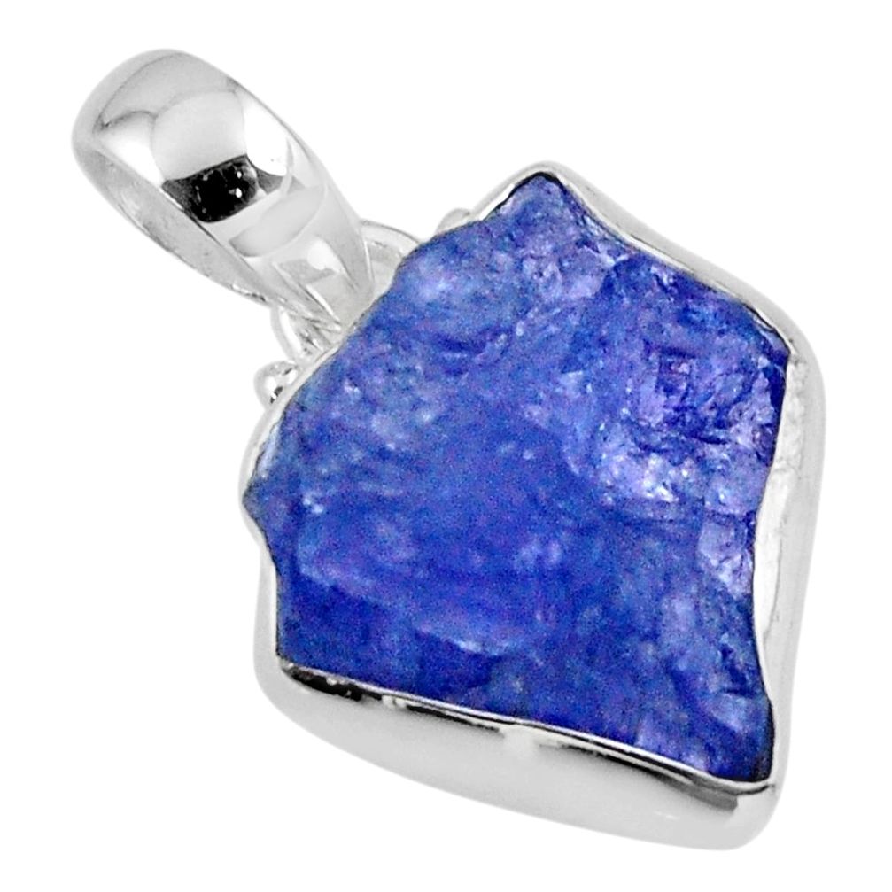 12.99cts natural blue tanzanite rough 925 sterling silver pendant jewelry r56585